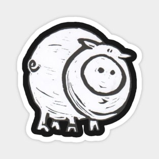 Pig, black and white. Magnet