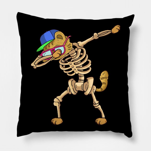 Dabbing cat Skeleton Pillow by PaulAksenov