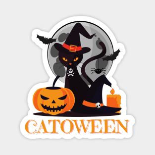 Catoween, cat halloween, happy halloween, cat lovers Magnet