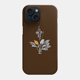 Black and Gold Leaf - Daylily - Vintage Botanical Phone Case