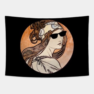 Old fashion art with thug life glasses Tapestry