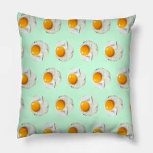 1980s mint green Kawaii breakfast food pattern sunny side up egg Pillow