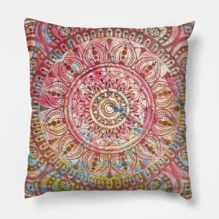 Digital Fluid Art Design - Flip Cup Technique - Pink Mandala Pillow