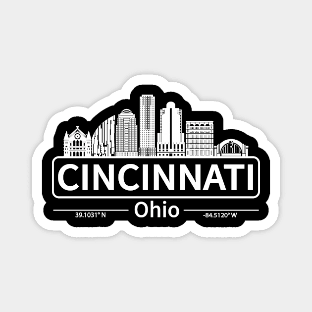 Cincinnati Ohio Skyline Magnet by TahudesignsAT