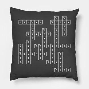 (1956TSMD-D) Crossword pattern with words from a famous 1956 science fiction book. [Dark Background] Pillow