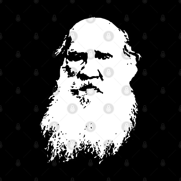 Leo Tolstoy White On Black by Nerd_art
