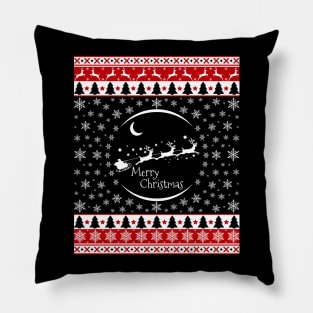 Santa Reindeers Sleigh Christmas Pillow