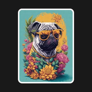 Pug in flowers T-Shirt