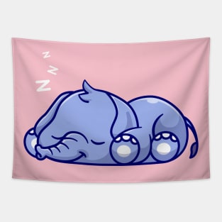 Cute Elephant Sleeping Cartoon Tapestry