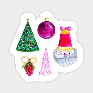 Santa Claus Ornaments and Christmas Trees Magnet