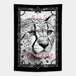 Cheetah Animal Wild Nature Illustration Line Epic Illustration Line Art Tapestry