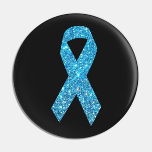 Light Blue Faux Glitter Awareness Ribbon Pin