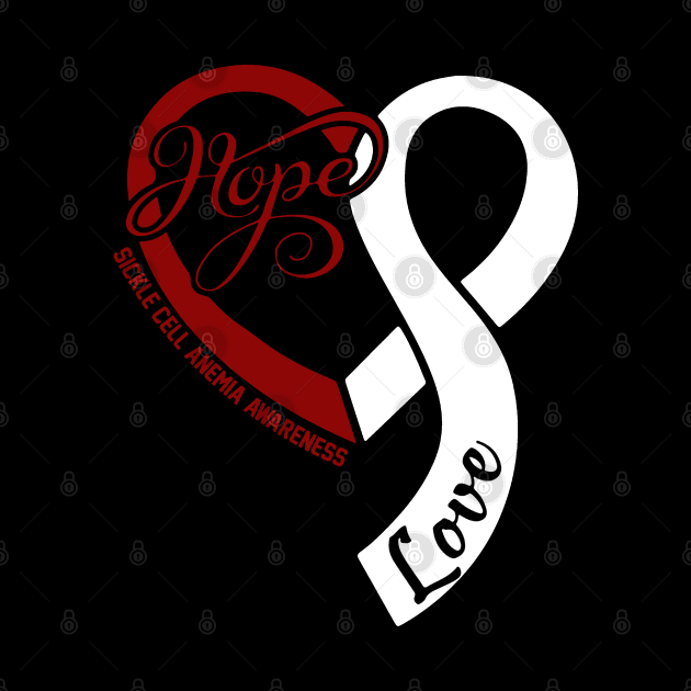 Sickle Cell Anemia Awareness Hope Love Heart Ribbon Happy Valentines Day- Love Shouldn't Hurt Stop by DAN LE