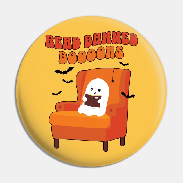Read Banned Books Cute Kawaii Halloween Ghost Pin by PUFFYP