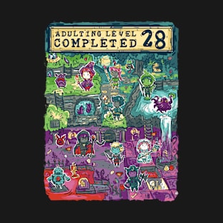 Adulting Level 28 Completed Birthday Gamer T-Shirt