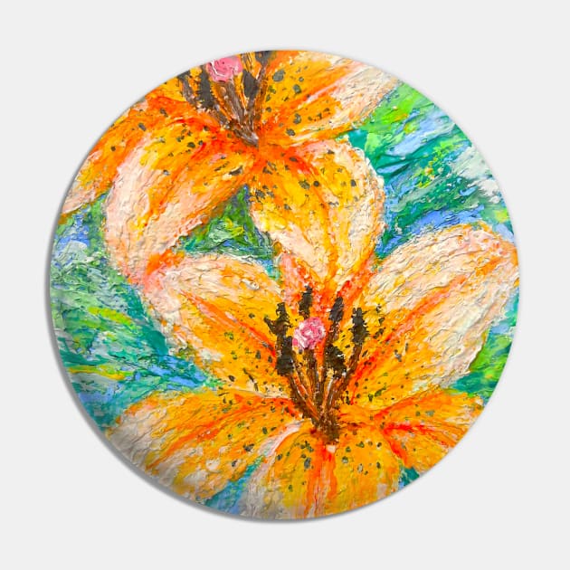 Lilies- Acrylic Painting Pin by vemvem guzman