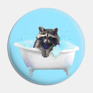 Raccoon in the bathtub Pin