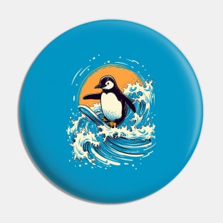 Penguin surfing Pin