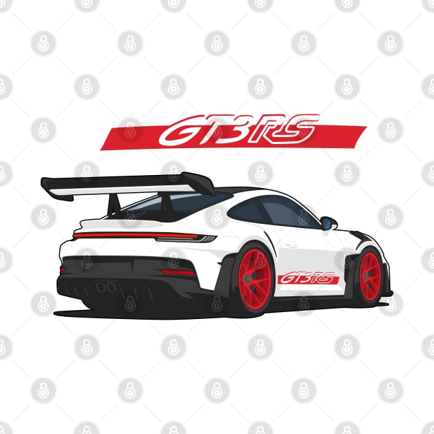 Rear car 911 gt3 rs white red by creative.z