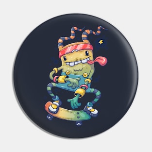 cheerful monster skateboard Pin