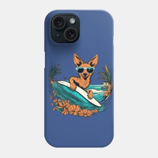 Cute surfing coyote gift ideas for kids and adults Phone Case