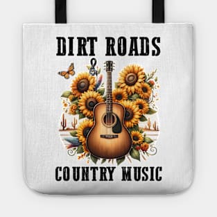 Dirt Road country music guitar Retro Country Music Heartbeat Western Cowboy Cowgirl Gift Tote