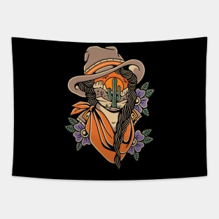 Cowgirl Traditional Tattoo Vintage Tapestry