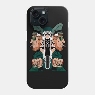 Angry Bikers Tribe - Smoking Men in Green Uniforms Phone Case