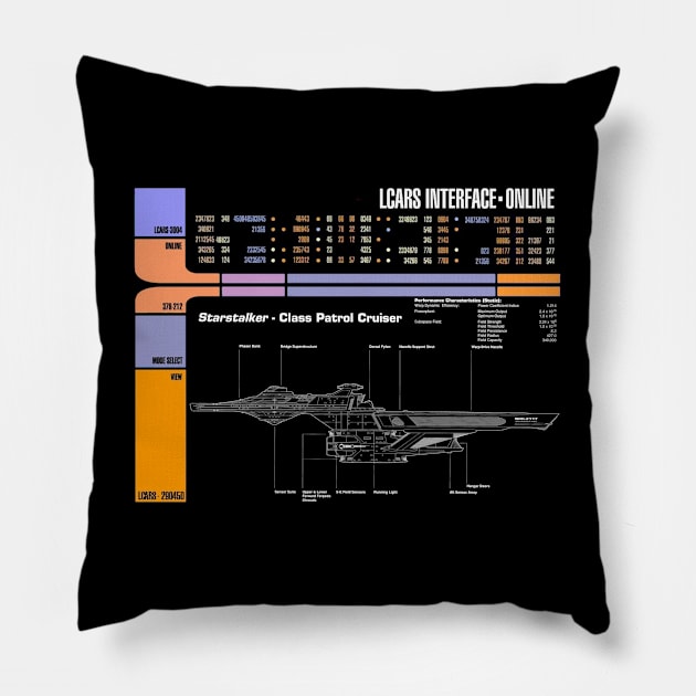 Computer Readout Showing U.S.S. Starstalker Cruiser Profile Pillow by Starbase79