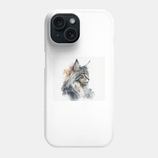 Maine Coon Cat Watercolour Painting Phone Case