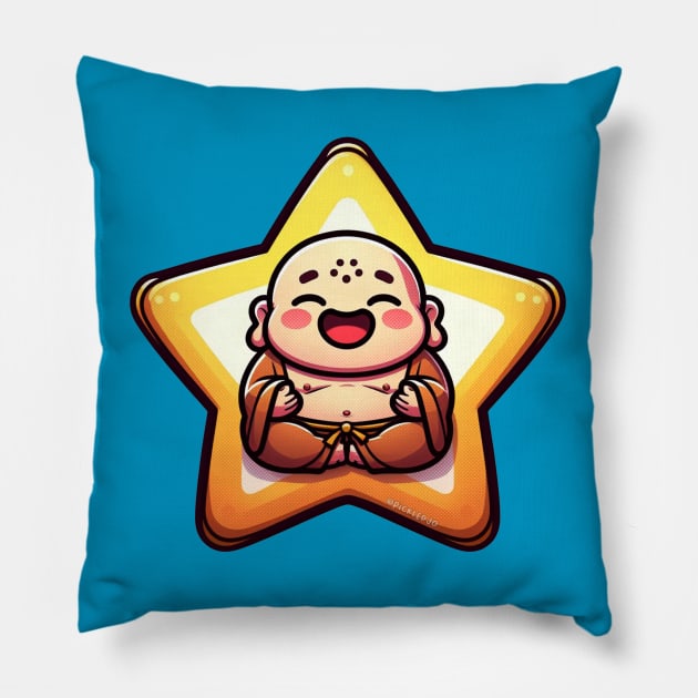Happy Buddah Pillow by Pickledjo