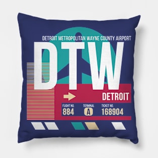 Detroit, Michigan (DTW) Airport Code Baggage Tag Pillow