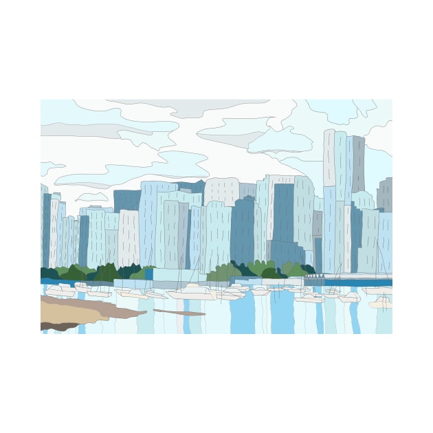 Vancouver waterfront: digital painting by JennyCathcart