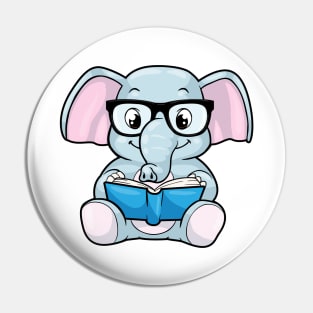 Elephant as Nerd with Glasses & Book Pin