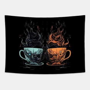 Tea Cup and Coffee Cup Summer Design Tapestry