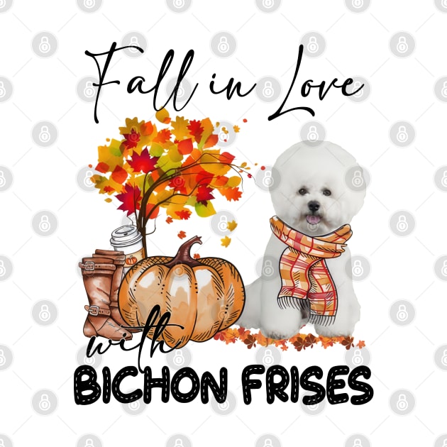 Fall In Love With Bichon Frise Fall Pumpkin Thanksgiving by cyberpunk art