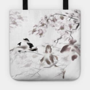 Koi carp with watercolour sakura sumi-e in shades of gray Tote