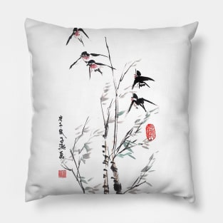 Five Swallows Pillow