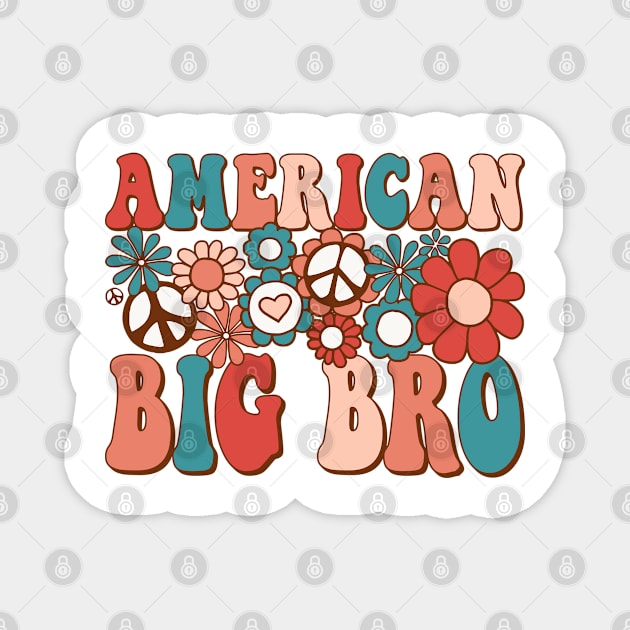 Retro Groovy American Big Bro Matching Family 4th of July Magnet by BramCrye