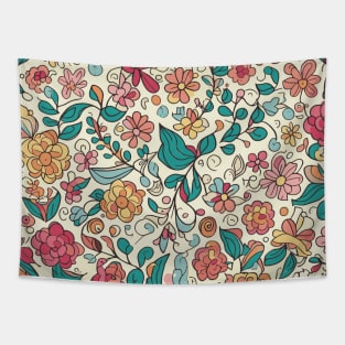 Floral Pattern Colorful Cartoon: Flourishing Cartoon Blossoms Tapestry