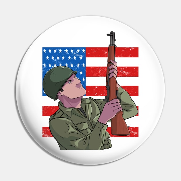 Memorial Day Army Soldier American Flag Pin by Noseking