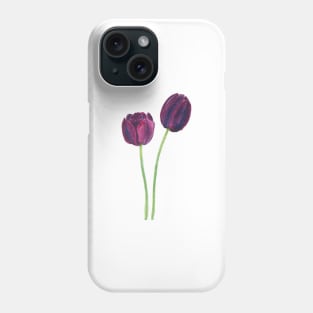 2 dark purple tulips Phone Case