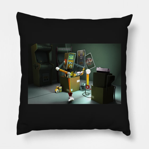 Gordon the Gamer Robot Pillow by msharris22