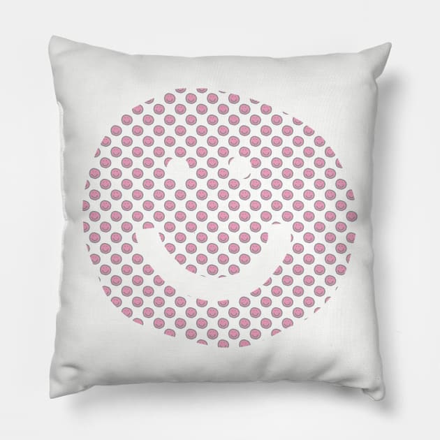 Smiley Face Pattern Prism Pink Pillow by ellenhenryart