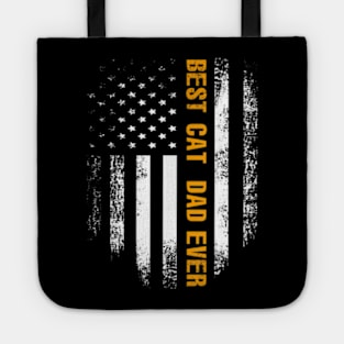 Best Cat Dad Ever American Flag Fathers Day Tote