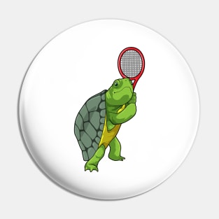 Turtle at Tennis with Tennis racket Pin