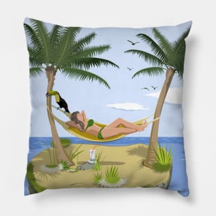 Girl in the lonely island Pillow