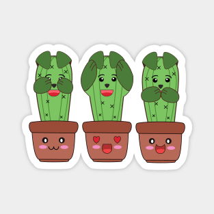 Kawaii cactus dogs in plant pots Magnet