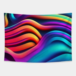 HORIZONTAL PATTERN OF MULTICOLORED WAVES, NEON COLOR, Tapestry