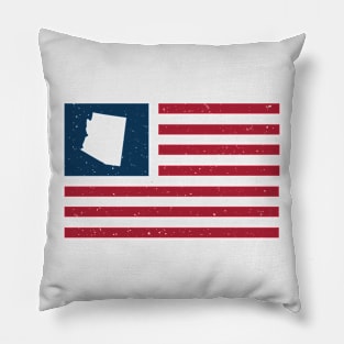 Vintage Arizona USA Flag // Retro American Flag Stars and Stripes Pillow